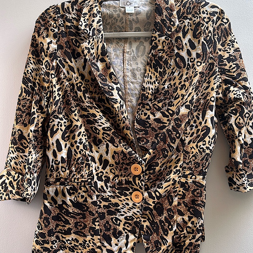 Retro 100%Cotton Leopard 2Button Blazer